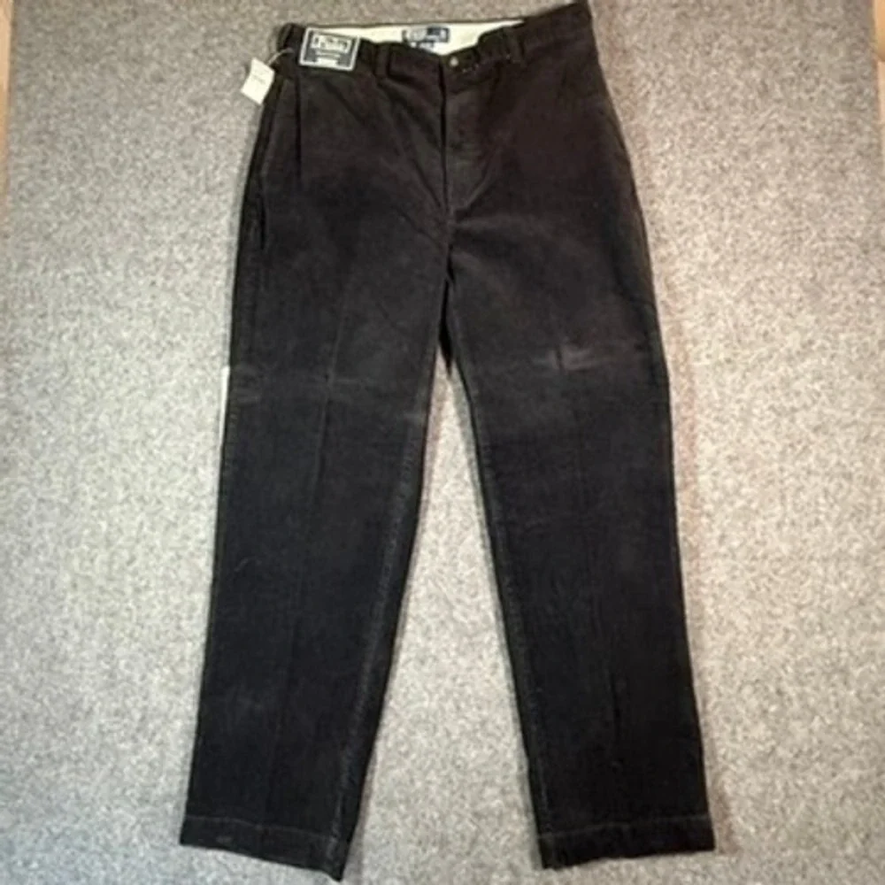 VTG Y2K Polo‎ Ralph Lauren Philip Pant Mens 35x32 Black Corduroy Classic Fit NWT